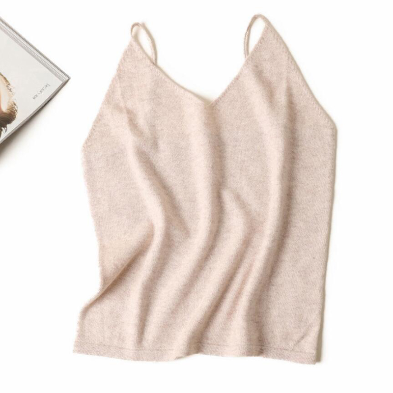 100 Cashmere Sweater Vest Women Camisole V-neck Basic Tank-Top High Quality Pullover Winter Warm Soft Solid Natural Fabric